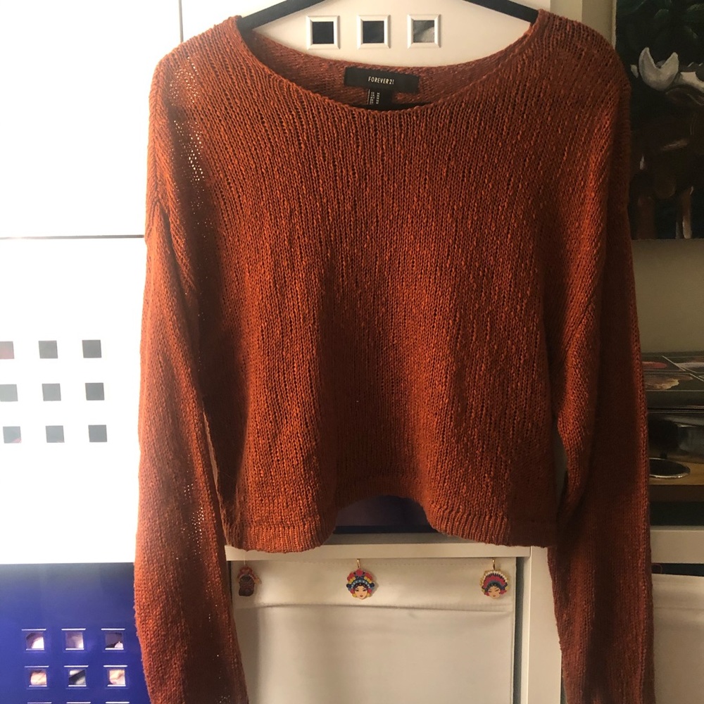 Light rust orange cropped sweater